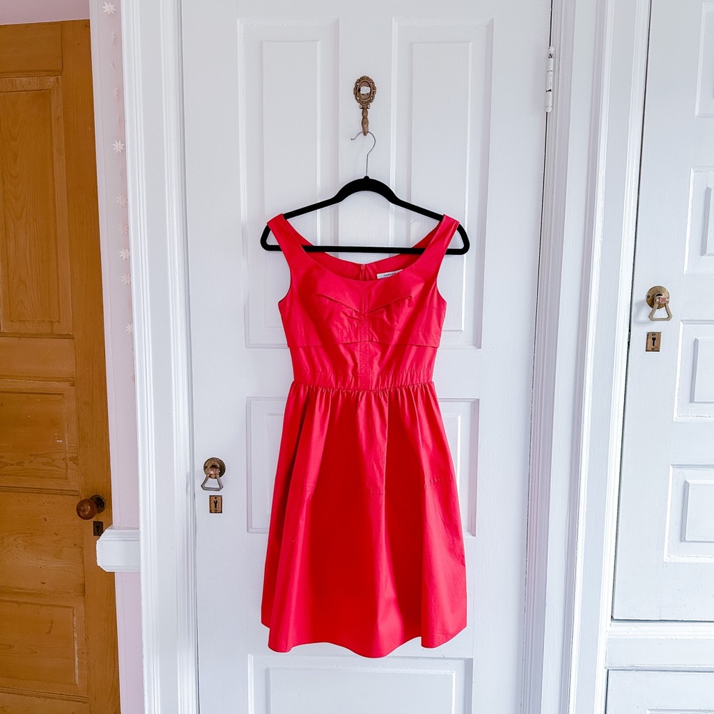 Carven off the shoulder red dress